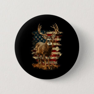Whitetail Buck Deer Hunting 4th Of July Usa Americ 6 Cm Round Badge