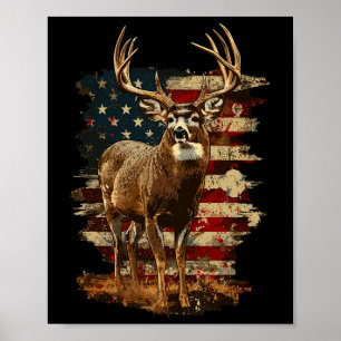 Whitetail Buck Deer Hunting 4th Of July Usa Americ Poster