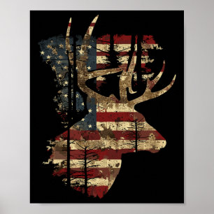 Whitetail Buck Deer Hunting 4th Of July Usa Americ Poster