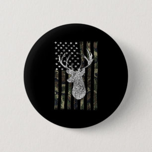Whitetail Buck Deer Hunting American Camouflage US 6 Cm Round Badge
