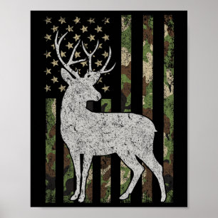 Whitetail Buck Deer Hunting American Camouflage Us Poster