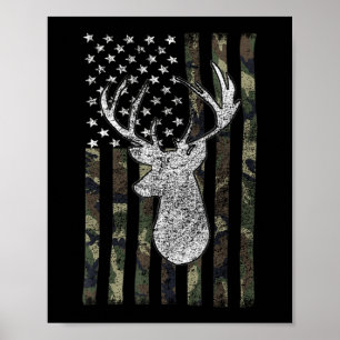 Whitetail Buck Deer Hunting American Camouflage US Poster