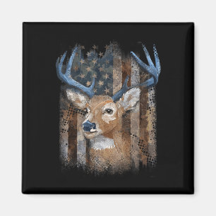 Whitetail Buck Deer Hunting American Flag Buck Hun Magnet