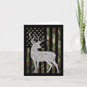 Whitetail Buck Deer Hunting Camouflage Usa Flag 4t Card
