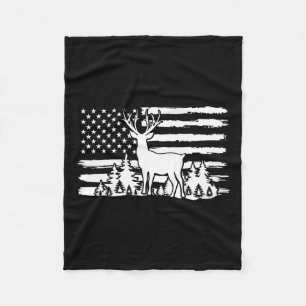 Whitetail Buck Deer Hunting Shirt American Vintage Fleece Blanket