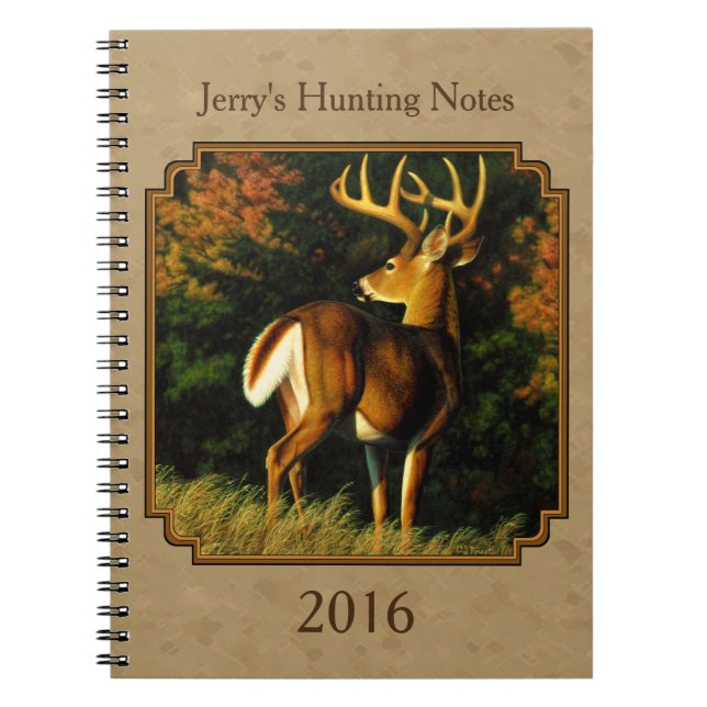 Whitetail Buck Deer Hunting Tan Notebook (Front)
