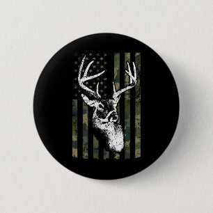 Whitetail Buck Deer Hunting Usa Camouflage America 6 Cm Round Badge
