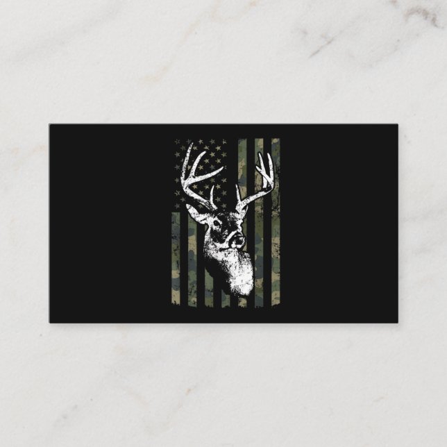 Whitetail Buck Deer Hunting USA Camouflage America Business Card (Front)