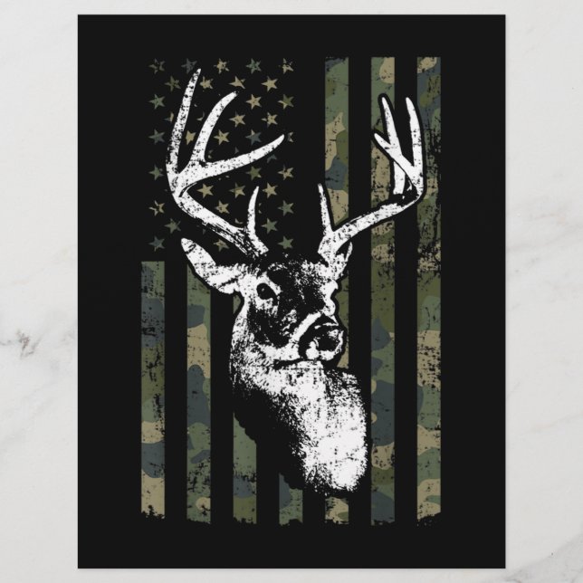 Whitetail Buck Deer Hunting USA Camouflage America Custom Letterhead (Front)