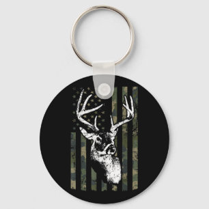 Whitetail Buck Deer Hunting USA Camouflage America Key Ring