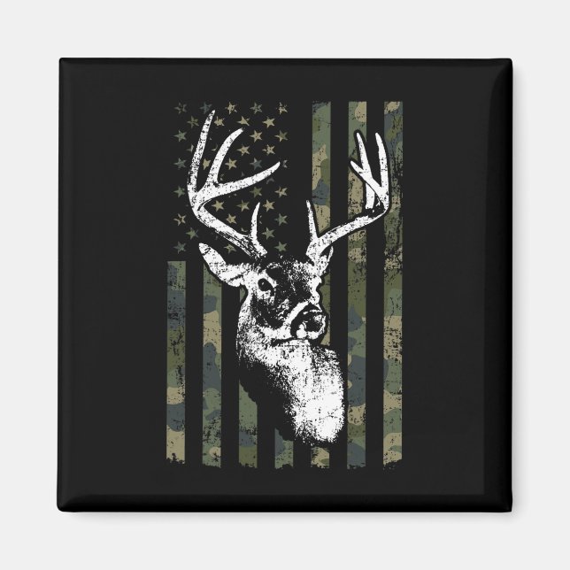 Whitetail Buck Deer Hunting Usa Camouflage America Magnet (Front)