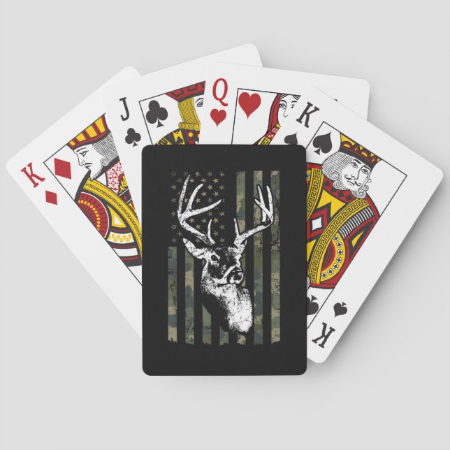 Whitetail Buck Deer Hunting USA Camouflage America Playing Cards (Back)