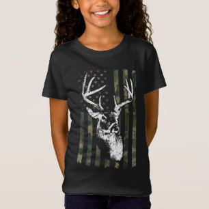 Whitetail Buck Deer Hunting USA Camouflage America T-Shirt