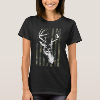 Whitetail Buck Deer Hunting USA Camouflage America T-Shirt