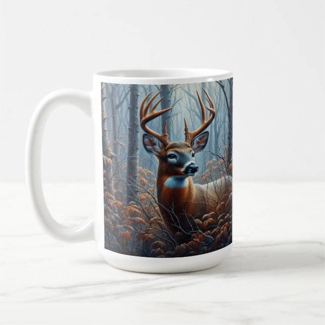 Whitetail Buck in Forest Coffee Mug (Left)