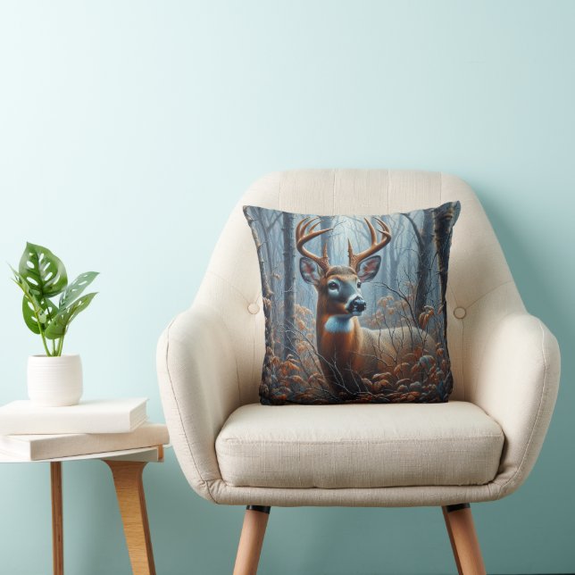 Whitetail Buck Standing in Forest Cushion (Chair)