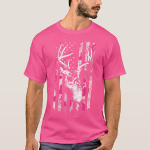 Whitetail Buck Wo Deer Hunting Pink Camo American T-Shirt