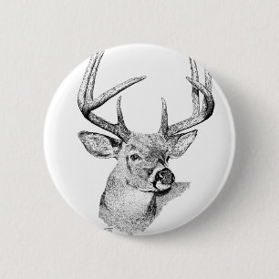 Whitetail Deer 6 Cm Round Badge