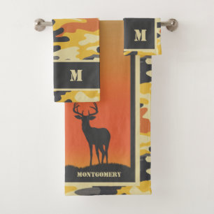 Whitetail Deer and Camo Design Bath Towel Set