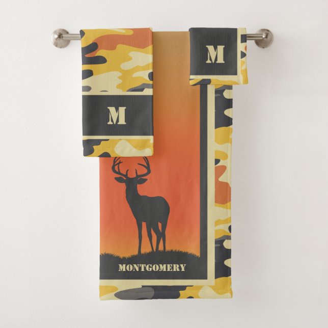 Whitetail Deer and Camo Design Bath Towel Set (Insitu)