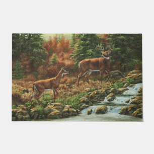 Whitetail Deer and Waterfall Doormat