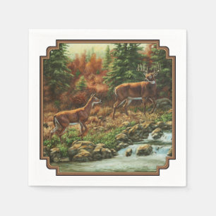 Whitetail Deer and Waterfall Napkin