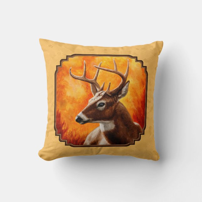 Whitetail Deer Autumn Gold Cushion (Front)