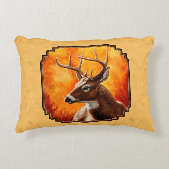 Whitetail Deer Autumn Gold Decorative Cushion (Front)