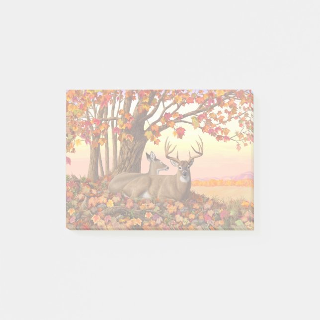 Whitetail Deer Autumn Maple Tree Post-it Notes (Front)