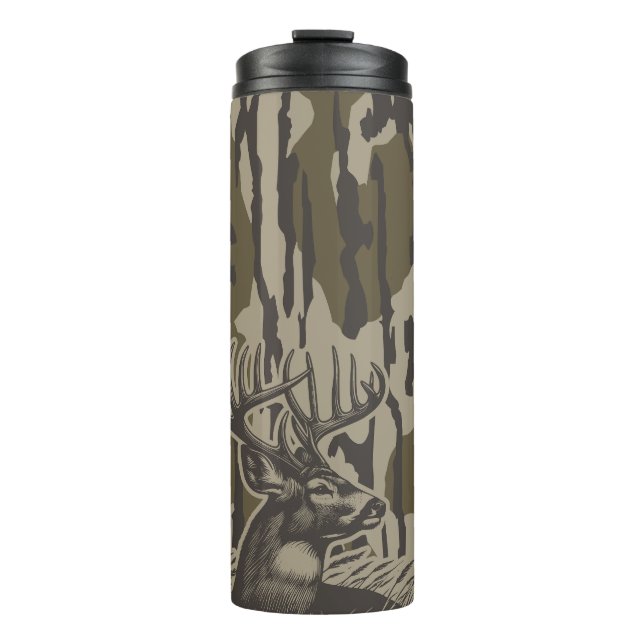 Whitetail Deer Bottomland Camo Deer Hunting Camo Thermal Tumbler (Front)