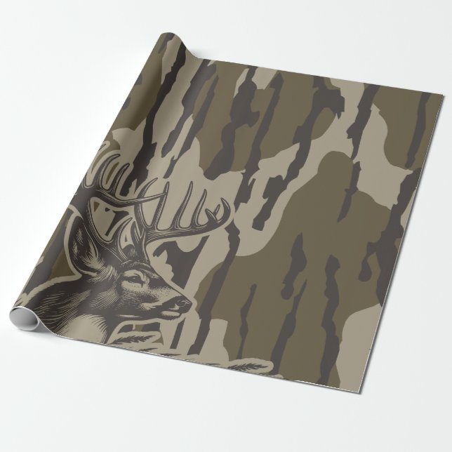 Whitetail Deer Bottomland Camo Deer Hunting Camo Wrapping Paper (Unrolled)