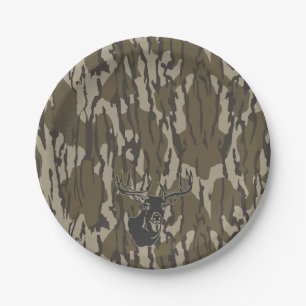 Whitetail Deer Bottomland Camo Hunting Camo Paper Plate