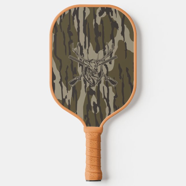 Whitetail Deer Bottomland Camo Hunting Rifle Botto Pickleball Paddle (Front)