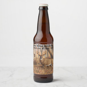 Whitetail Deer Buck & Doe Autumn Maple Woods Beer Bottle Label
