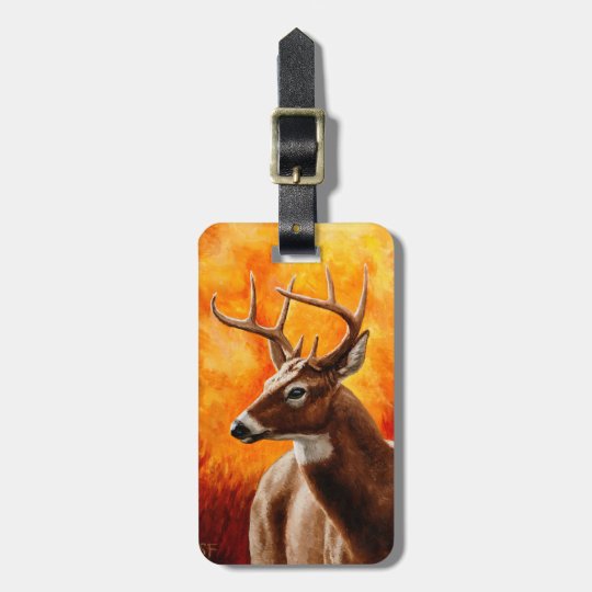 Whitetail Deer Buck Hunting Luggage Tag Zazzle.co.uk