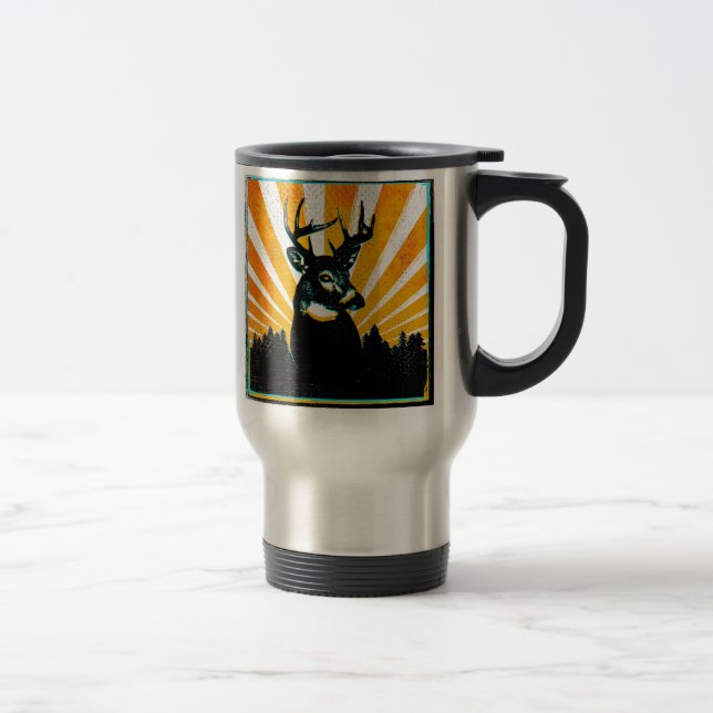 Whitetail Deer Buck Hunting Travel Mug (Right)