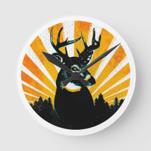 Whitetail Deer Buck Hunting Wall Clock
