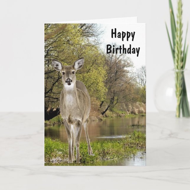 Whitetail Deer by Creek Happy Birthday for Men  Card (Front)