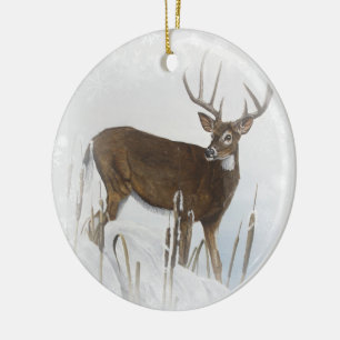 Whitetail deer ceramic tree decoration