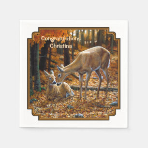 Whitetail Deer Doe and Fawn Autumn Napkin