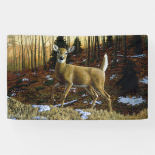 Whitetail Deer Doe in Autumn Forest Banner