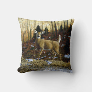 Whitetail Deer Doe in Autumn Forest Cushion