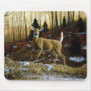 Whitetail Deer Doe in Autumn Forest Mouse Mat