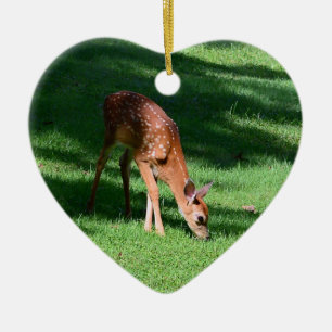 Whitetail Deer Fawn Heart Shaped Ornament