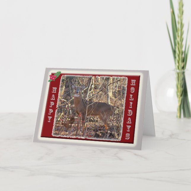 Whitetail Deer Happy Holidays Items Holiday Card (Front)