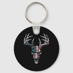 Whitetail Deer Hunting - American Flag On Buck Sku Key Ring