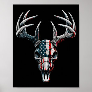 Whitetail Deer Hunting - American Flag On Buck Sku Poster