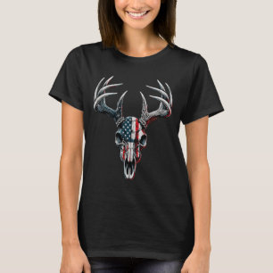 Whitetail Deer Hunting - American Flag On Buck Sku T-Shirt