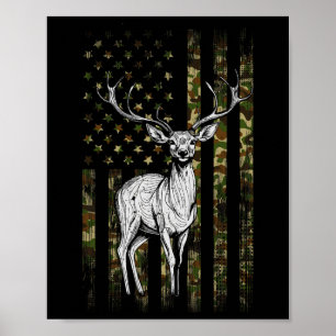 Whitetail Deer Hunting Hunter Gifts Camouflage Ame Poster