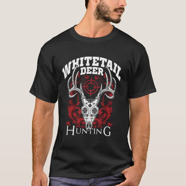 Whitetail Deer Hunting Sugar Skull Buck Hunter Gif T-Shirt (Front)